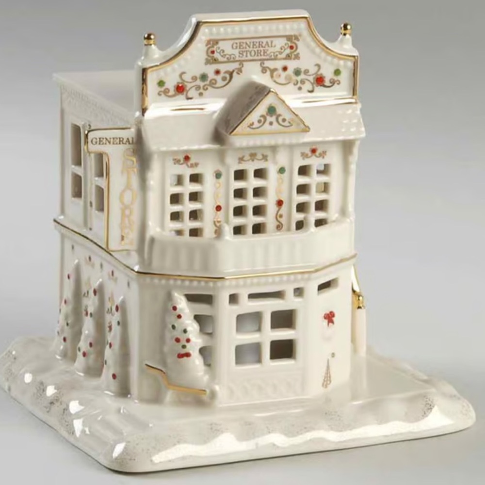 Mistletoe Park Village Ceramic General Store Decor with Gold Accents - Picture 1 of 11